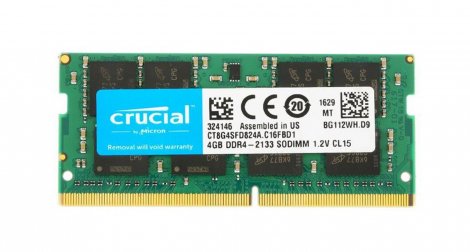 Crucial CT8G4SFD824A.C16FHP | 8GB PC4-19200 DDR4-2400MHz non-ECC Unbuffered CL17 260-Pin SoDimm 1.2V Dual Rank Memory Module