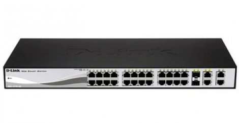 D-Link DES-1210-28-A1 | 28-Ports 2 Slot 24 4 x 10/100Base-TX 10/ 100/ 1000Base-T Power Over Ethernet 2 x SFP (mini-GBIC) Web Smart Switch