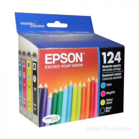 Epson T124120-BCS | Cyan/Yellow/Magenta/Black Ink Cartridges Combo Pack