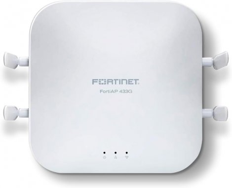 Fortinet FAP-433G-A | FortiAP FAP-433G Tri-Band Wi-Fi-6E 802.11ax 6GHz 4.8 Gbps 2x RJ-45 Ports 5GBase-T Wall mount PoE injector 9x External Antennas Wireless Access Point
