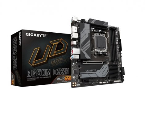 Gigabyte B650M-DS3H | B650M DS3H Socket AM5 Micro-ATX AMD B650 Chipset USB 3.2 G1, USB 3.2 G2, USB-C 3.2 Gen2 System Board (Motherboard)