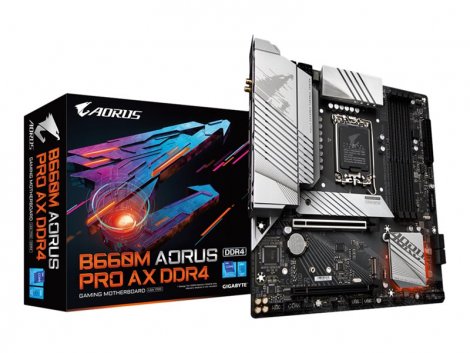 Gigabyte B660M-AORUS-PRO-AX-DDR4 | B660M AORUS PRO AX DDR4 Socket LGA1700 Intel B660 Chipset Micro-ATX USB-C G2x2 System Board (Motherboard)