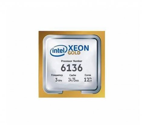 Intel Gold 6136 | Xeon Gold 12-Core 3.00GHz 10.40GT/s UPI 24.75MB L3 Cache Socket LGA3647 Processor Gold