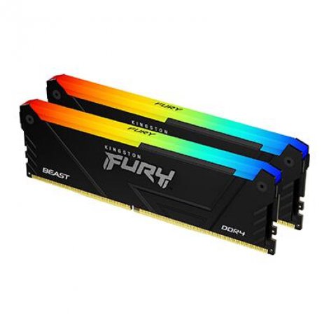 Kingston KF432C16BB2AK2/16 | FURY Beast RGB 16 GB (2x8GB) DDR4-3200Mhz PC4 25600 Non-ECC Unbuffered 288-pin DIMM CL16 1.35V 2RX8 Memory Module Kit