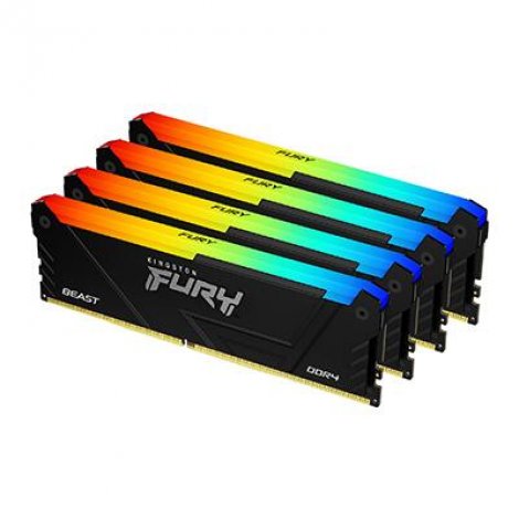 Kingston KF436C18BB2AK4/128 | FURY Beast RGB 128 GB (4x32GB) DDR4-3600Mhz PC4-28800 Non-ECC Unbuffered CL18 288-pin DIMM 1.35V 2RX8 Memory Module