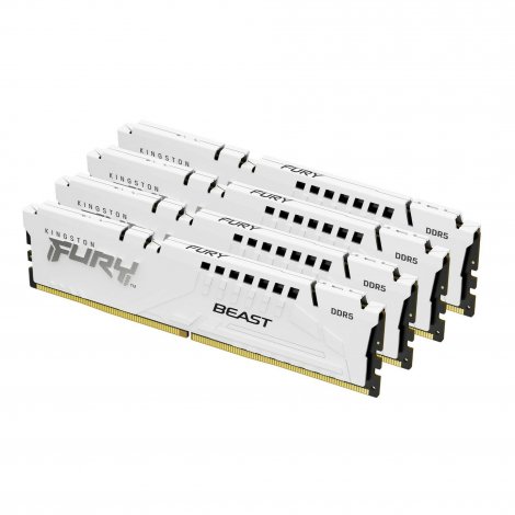 Kingston KF556C40BWK4-64 | FURY Beast White XMP 64 GB (4x16GB) DDR5-5600Mhz PC5-44800 Non-ECC Unbuffered CL40 288-pin DIMM 1.25V 1RX8 Memory Module Kit