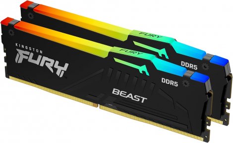 Kingston KF564C32BBEAK2-32 | FURY Beast RGB 32GB (2x16GB) DDR5-6400MT/s PC5-51200 Non-ECC Unbuffered CL32 288-Pin DIMM 1.4V Memory