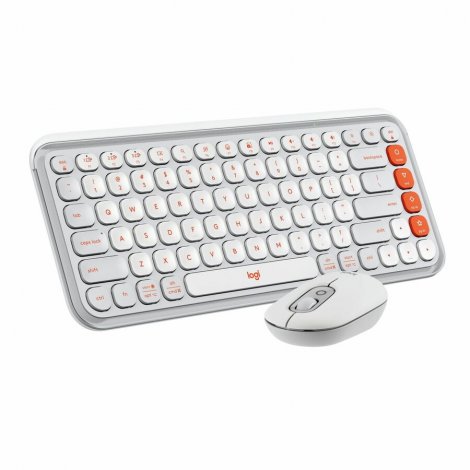 Logitech 920-013104 | POP ICON COMBO Bluetooth Keyboard and Mouse Combo Off-white & Orange