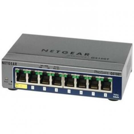Netgear GS108T200UKS | ProSafe 8-Ports 10/100/1000Mbps Gigabit Smart Desktop Switch