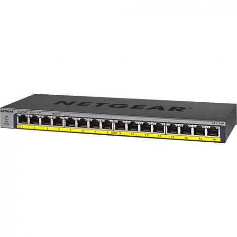 Netgear GS116EPP-100NAS | 16-Port Gigabit Ethernet Easy Smart PoE+ Switch with 1 Dedicated SFP Port (231W)