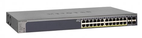 Netgear GS728TPP-300NAS | ProSafe 24-Ports RJ-45 PoE+ 10/100/1000Base-T + 4 x SFP Ports Layer 3 Managed 1U Rack-mountable Gigabit Ethernet Stackable Smart Network Switch
