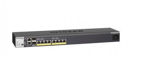 Netgear GSM4210P-100PRS | Prosafe M4200 Series M4200-10MG-PoE+ 6 x RJ-45 Ports PoE+ 2.5GBase-T + 2 x Ports PoE+ 5GBase-T + 2 x SFP+ Ports L2 Managed 1U R-M GbE Network Switch