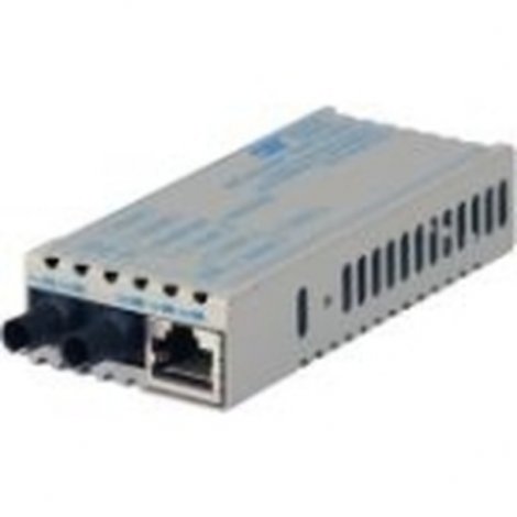 Omnitron 1221D-1-01 | miConverter PoE/PD 10/100/1000 Gigabit Ethernet Fiber Media Converter RJ45 ST Single-Mode 12km 1 x 10/100/1000BASE-T 1 x 1000BASE-LX US A