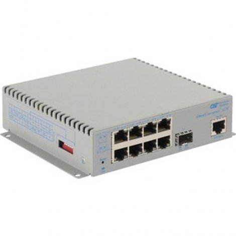 Omnitron 2839-0-18-9Z | Omni Converter 8-Ports PoE+ 1000Base-T + 1 x SFP (mini-GBIC) Ports L2 Managed Wall Mountable Gigabit Ethernet Fiber Switch