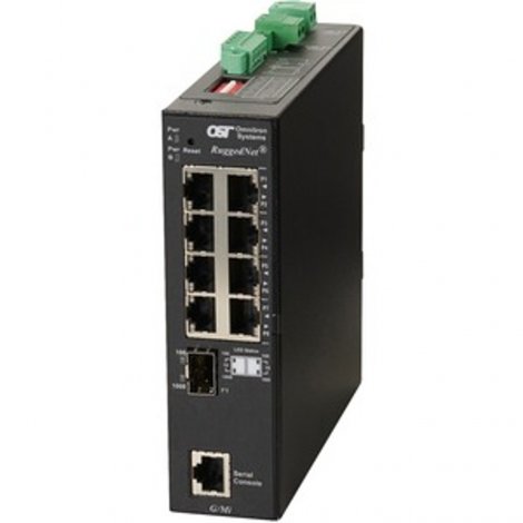 Omnitron 2859-0-18-2Z | RuggedNet 4-Ports 1000Base-T + 1 x (mini-GBIC) Port L2 Managed RM Ruggedized Industrial Gigabit Ethernet Fiber Switch
