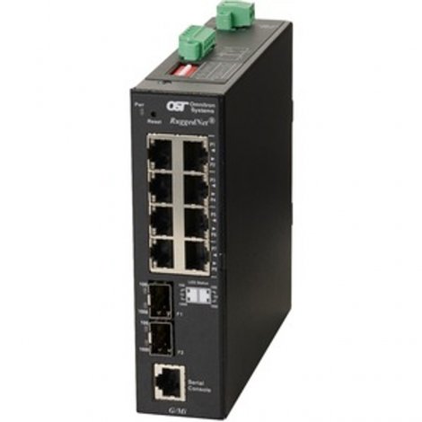 Omnitron 2859-0-28-1Z | RuggedNet 8-Ports PoE+ 1000Base-T + 2 x SFP (mini-GBIC) Ports L2 Managed DIN RMRuggedized Industrial Gigabit Switch
