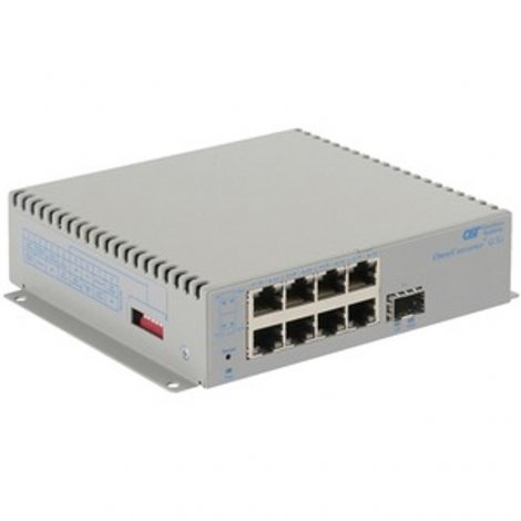 Omnitron 2879-0-18-1W | Omni Converter 8-Ports 1000Base-T + 1 x SFP (mini-GBIC) Ports L2 Unmanaged DIN Rail-mountable Gigabit Ethernet Fiber Switch