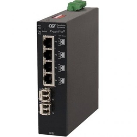 Omnitron 2881-1-14-2Z | RuggedNet 4-Ports 1000Base-T + 1-Port 1000Base-X L2 Unmanaged RM Ruggedized Industrial Gigabit Ethernet Fiber Switch