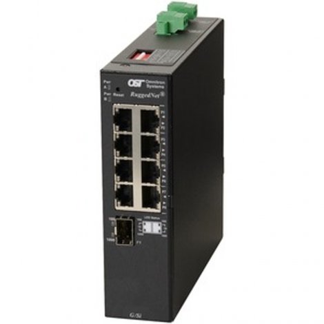 Omnitron 2899-0-18-2Z | RuggedNet 8-Ports 1000Base-T + 2 x SFP (mini-GBIC) Ports L2 Unmanaged RM Ruggedized Industrial Gigabit Ethernet Fiber Switch