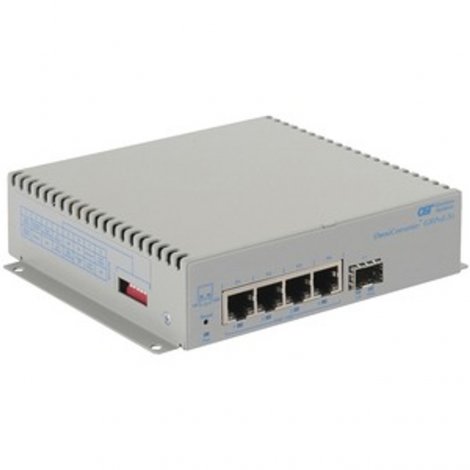 Omnitron 3019-0-14-1W | Omni Converter 4-Ports PoE 1000Base-T + 1-Ports 1000Base-X L2 Unmanaged Wall-Mountable Gigabit Ethernet Fiber Switch
