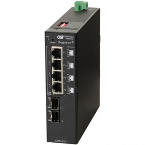 Omnitron 3219-0-24-1Z | RuggedNet 4-Ports PoE+ 1000Base-T + 2 x SFP Ports L2 Unmanaged Industrial Gigabit Ethernet Fiber Switch