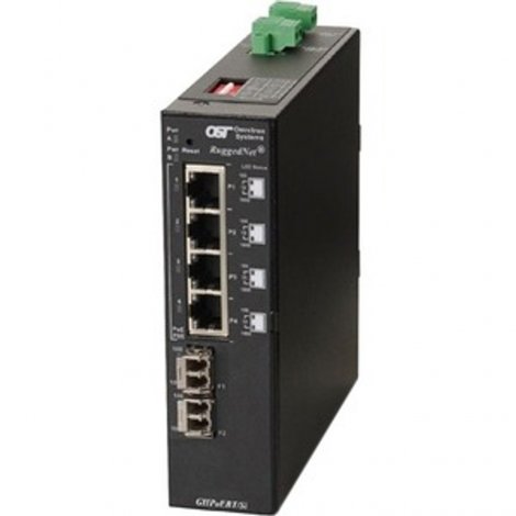 Omnitron 3259B-1-24-1Z | RuggedNet 4-Ports PoE 1000Base-T + 2-Ports 1000Base-X L2 Unmanaged Gigabit Ethernet Fiber Switch