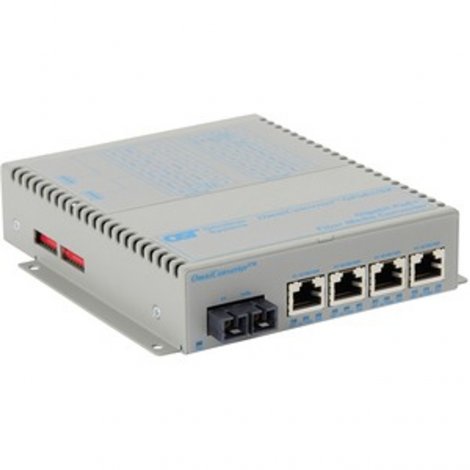 Omnitron 9442-6-14-9Z | Omni Converter 4-Ports PoE+ 1000Base-T 1-Ports 100Base-X L2 Unmanaged Wall-Mountable Ethernet Fiber Switch