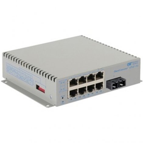 Omnitron 9443-2-18-9Z | Omni Converter 8-Ports PoE+ 1000Base-T + 1 x SFP Port L2 Unmanaged 1U RM Ethernet Fiber Switch