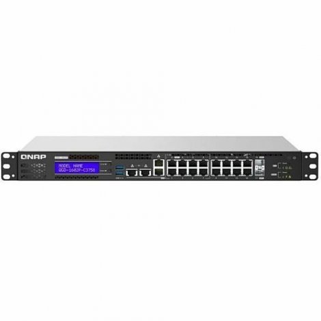 QNAP QGD-1602P-C3758-16G | 8 x 1GbE PoE+ 8 x Ports 2.5GbE RJ-45 PoE+ 2 x Ports 10GbE SFP+ Managed Rack-mountable Network Switch