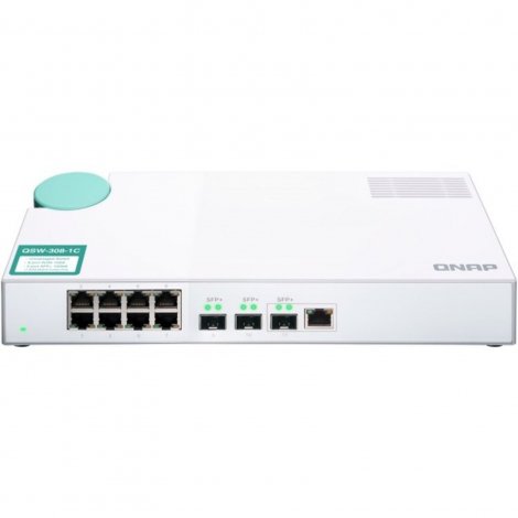QNAP QSW-308-1C | 8 x Ports 1000Base-T + 2 x Ports SFP+ + 1 x Port SFP+ Combo Desktop GbE Network Switch