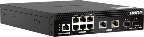 QNAP QSW-M2106PR-2S2T | 6 x Ports 2.5GbE PoE++ 2 x Ports 10GbE PoE++ 2 x Ports 10GbE SFP+ Managed Layer 2 Network Switch