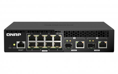 QNAP QSW-M2108R-2C | 8 x Ports 2.5GBase-T + 2 x Ports SFP+ Combo 1U Rack-Mountable Managed Switch