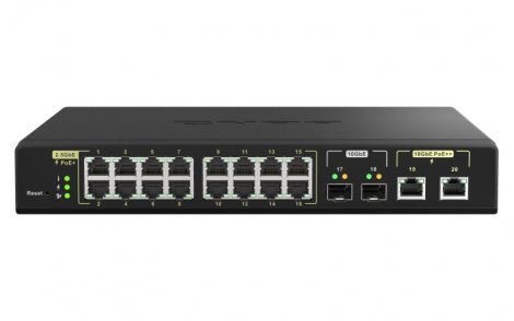 QNAP QSW-M2116P-2T2S | 16 x Ports PoE+ 2.5GBase-T + 2 x Ports PoE 10GbE RJ-45 + 2 x Ports SFP+ L2 Managed 1U RM GE Switch