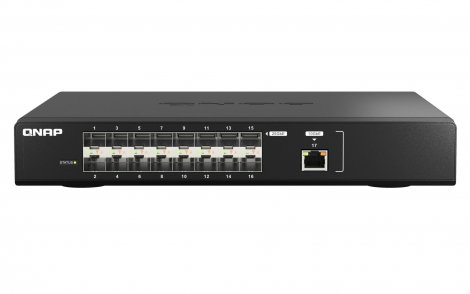 QNAP QSW-M5216-1T | 16 x Ports 25GBase-X + 1 x Port 10GbE RJ-45 Layer 2 Managed 1U Rack-Mountable Gigabit Ethernet Network Switch