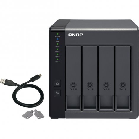 QNAP TR-004/48TB-REDPLUS | 4-Bay 3.5 SATA HDD USB 3.0 Type-C Hardware RAID External Enclosure USB-C To USB-A Cable Included Expansion Unit