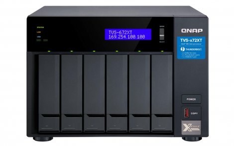 QNAP TVS-672XT-I3-8G-48TB-EXOS | TVS-672XT Intel Core i3 i3-8100T 8GB DDR4 RAM 48TB HDD Turbo System NAS Black