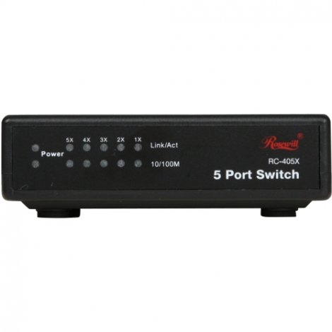 Rosewill RC-405X | 10/100Mbps 5 x RJ45 5 Ports 5 x RJ-45 10/100Base-TX Desktop Switch