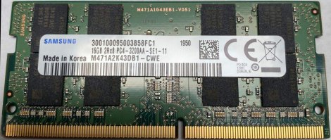 Samsung M471A2K43DB1-CWE-NPM | 16GB PC4-25600 DDR4-3200MHz non-ECC Unbuffered CL22 260-Pin SoDimm 1.2V Dual Rank Memory Module