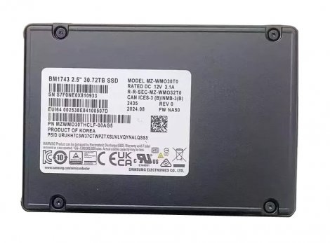 Samsung MZWMO30THCLF-00AW7 | BM1743 30.72TB PCIe 4.0 x4 U.2 2.5-inch Solid State Drive (SSD)