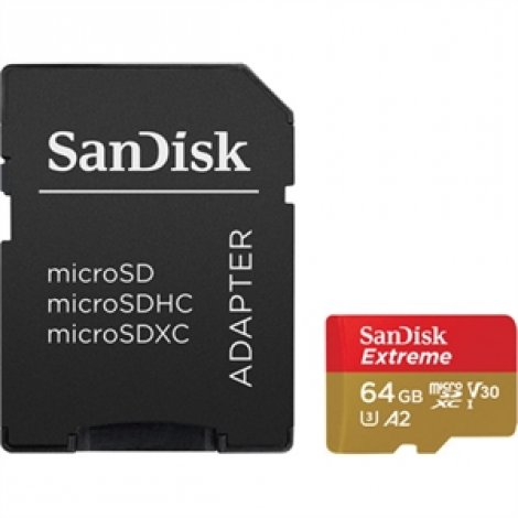 Sandisk SDSQXAH-064G-AN6MA | Extreme 64 GB Class 10/UHS-I (U3) V30 microSDXC