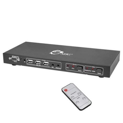 Siig CE-KV0311-S1 | 2x1 USB DisplayPort KVM Switch with Remote Control Desktop