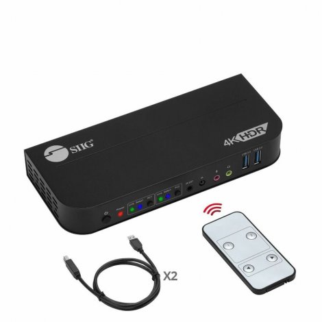 Siig CE-KV0C11-S1 | 2 x DisplayPort 4K KVM USB 3.0 Switch with Remote Control