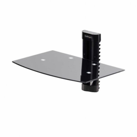 Startech 1B-WALL-MOUNT-SHELF | Floating Wall-Mounted AV Shelf for Under TV A/V Equipment Black Tempered Glass Shelf