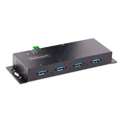 Startech 5G4AINDNP-USB-A-HUB | 4-Port Industrial USB 3.0 5Gbps Hub Rugged USB Hub w/ ESD & Surge Protection DIN/Wall/Desk Mountable USB-A Expansion Hub
