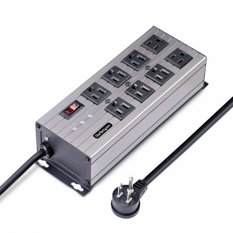 Startech 8N515S12-POWER-STRIP | 8-Outlet Industrial Power Strip 125V/15A EMI/RFI Isolation Surge Protection Mountable PDU