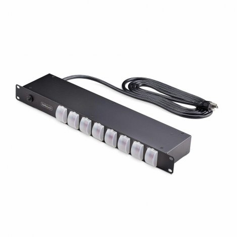 Startech 8NS8-RACK-MOUNT-PDU | 8-Outlet Horizontal Rack Mount PDU 1U Power Strip Outlet On/Off Switches