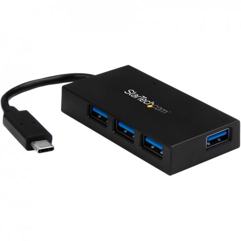 Startech HB30C4AFS | 4 Port USB C Hub USB-C to 4x USB-A (USB 3.0/3.2 Gen 1 SuperSpeed 5Gbps) USB Bus or Self Powered BC 1.2 Charging Hub