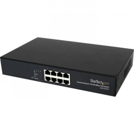 Startech IES8100POEGB | 8 Port 10/100 Psu Industrial Power Over Ethernet Switch