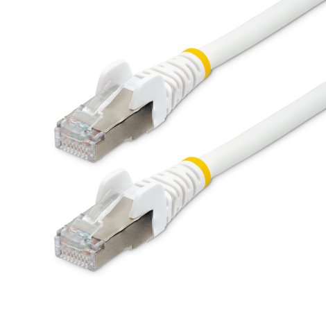 Startech NLWH-8F-CAT6A-PATCH | 8ft CAT6a (LSZH) 10 GbE 100W PoE S/FTP Snagless RJ-45 Ethernet Cable White