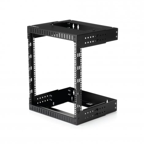 Startech RK12WALLOA | 2-Post 12U Heavy-Duty Wall Mount Network Rack 19-Inch Open Frame Server Rack with Adjustable Depth Data Rack for IT Equipment